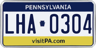 PA license plate LHA0304