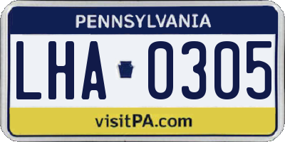 PA license plate LHA0305