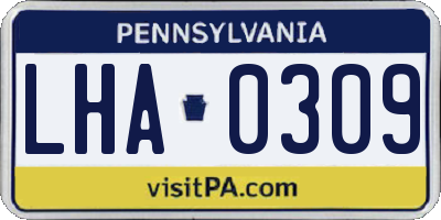 PA license plate LHA0309