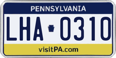 PA license plate LHA0310