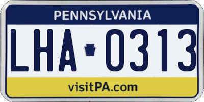 PA license plate LHA0313