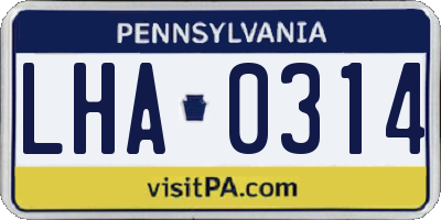 PA license plate LHA0314