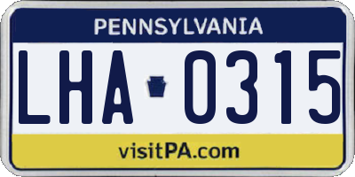 PA license plate LHA0315