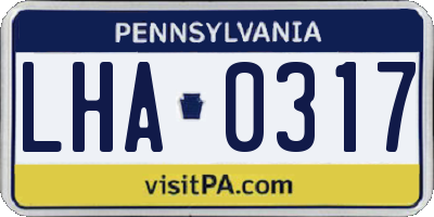 PA license plate LHA0317