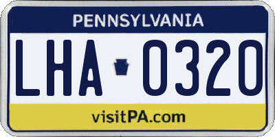 PA license plate LHA0320