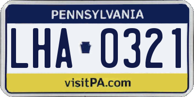 PA license plate LHA0321