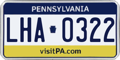 PA license plate LHA0322