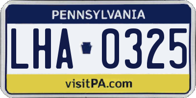 PA license plate LHA0325