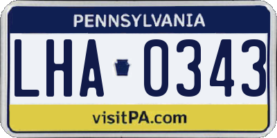 PA license plate LHA0343