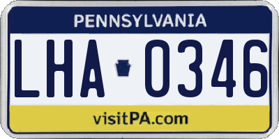 PA license plate LHA0346