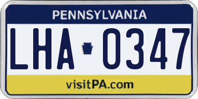 PA license plate LHA0347