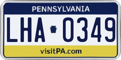 PA license plate LHA0349