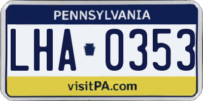 PA license plate LHA0353