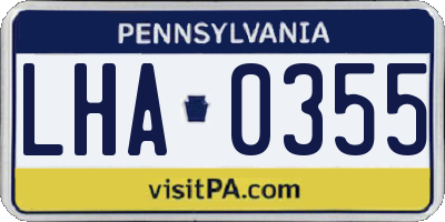 PA license plate LHA0355
