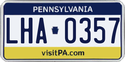 PA license plate LHA0357