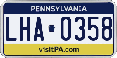 PA license plate LHA0358
