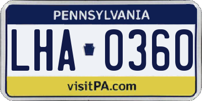 PA license plate LHA0360