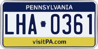 PA license plate LHA0361