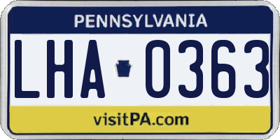 PA license plate LHA0363
