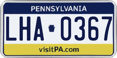 PA license plate LHA0367