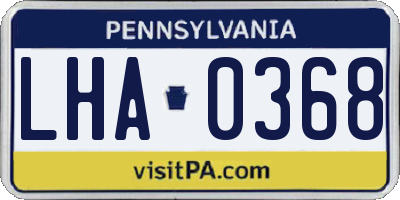 PA license plate LHA0368