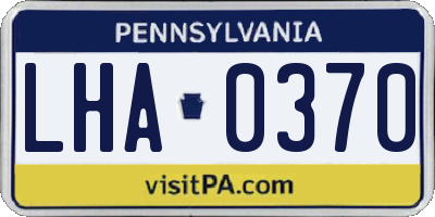 PA license plate LHA0370