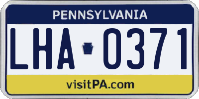 PA license plate LHA0371
