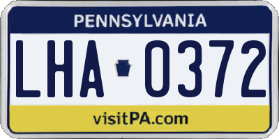 PA license plate LHA0372