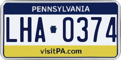 PA license plate LHA0374