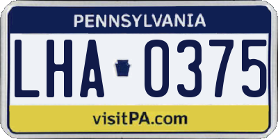 PA license plate LHA0375