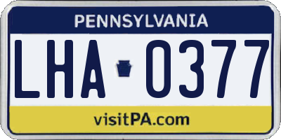 PA license plate LHA0377