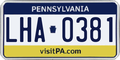PA license plate LHA0381