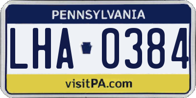 PA license plate LHA0384