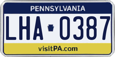 PA license plate LHA0387