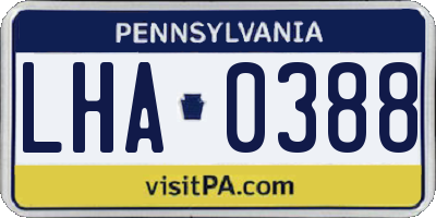 PA license plate LHA0388