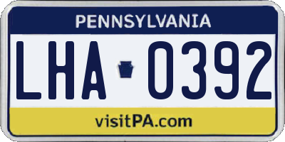 PA license plate LHA0392