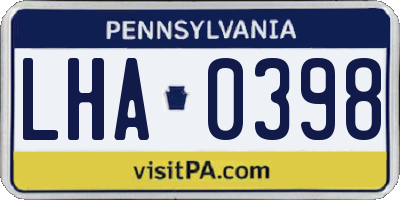 PA license plate LHA0398
