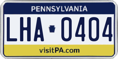 PA license plate LHA0404