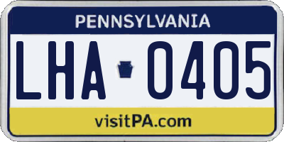 PA license plate LHA0405