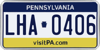 PA license plate LHA0406