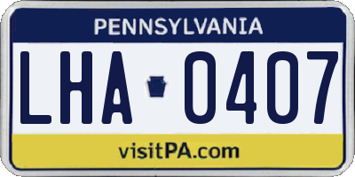 PA license plate LHA0407