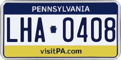 PA license plate LHA0408
