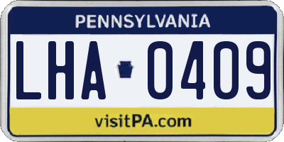 PA license plate LHA0409