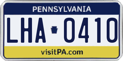 PA license plate LHA0410