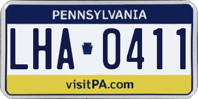 PA license plate LHA0411