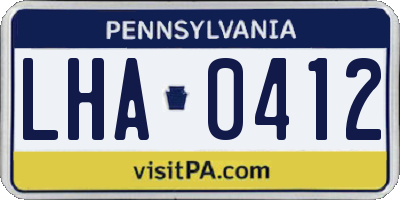 PA license plate LHA0412