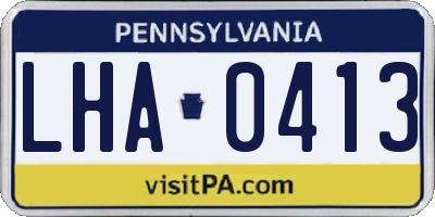 PA license plate LHA0413