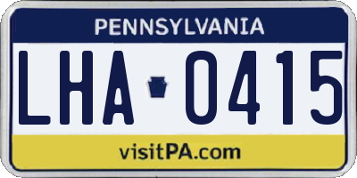 PA license plate LHA0415