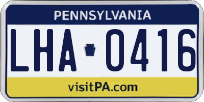 PA license plate LHA0416