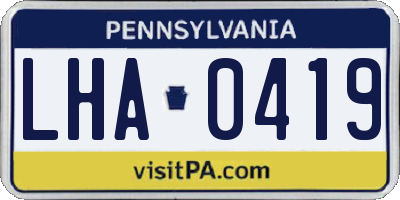 PA license plate LHA0419